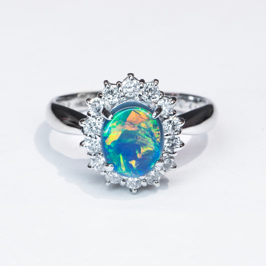 1.5ct Black Opal Diamond Ring - CELESTE DECO