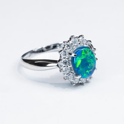 1.5ct Black Opal Diamond Ring - CELESTE DECO