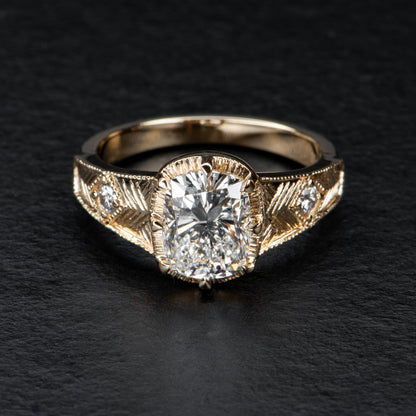 HAND ENGRAVED CUSHION SOLITAIRE