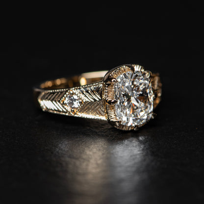 HAND ENGRAVED CUSHION SOLITAIRE