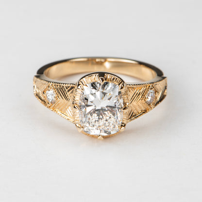 HAND ENGRAVED CUSHION SOLITAIRE