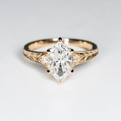 HAND ENGRAVED DUTCH MARQUISE SOLITAIRE