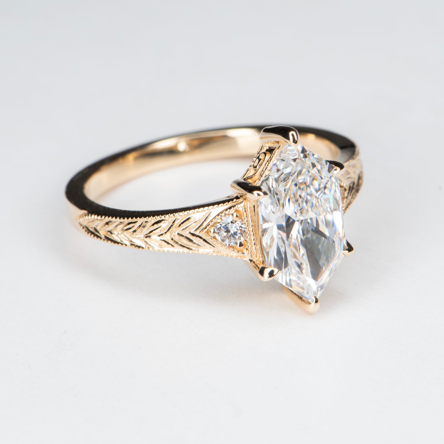 HAND ENGRAVED DUTCH MARQUISE SOLITAIRE