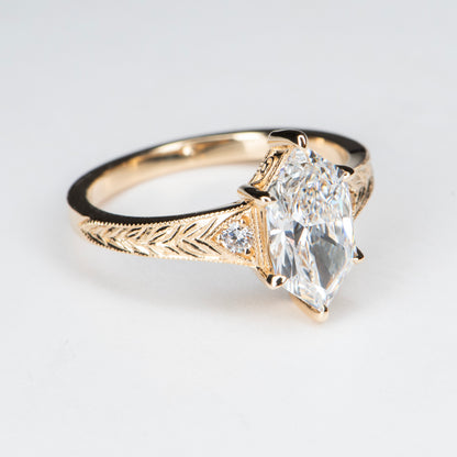 HAND ENGRAVED DUTCH MARQUISE SOLITAIRE