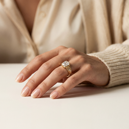 HAND ENGRAVED CUSHION SOLITAIRE