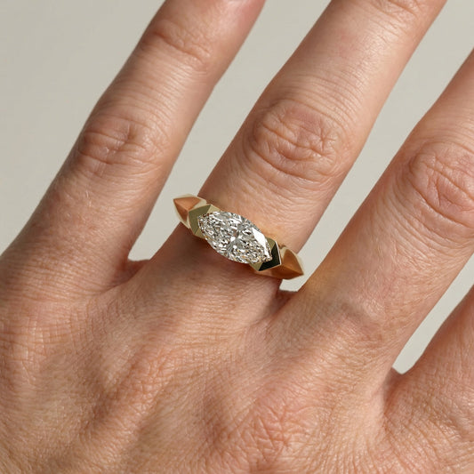 EAST WEST MARQUISE SIGNET